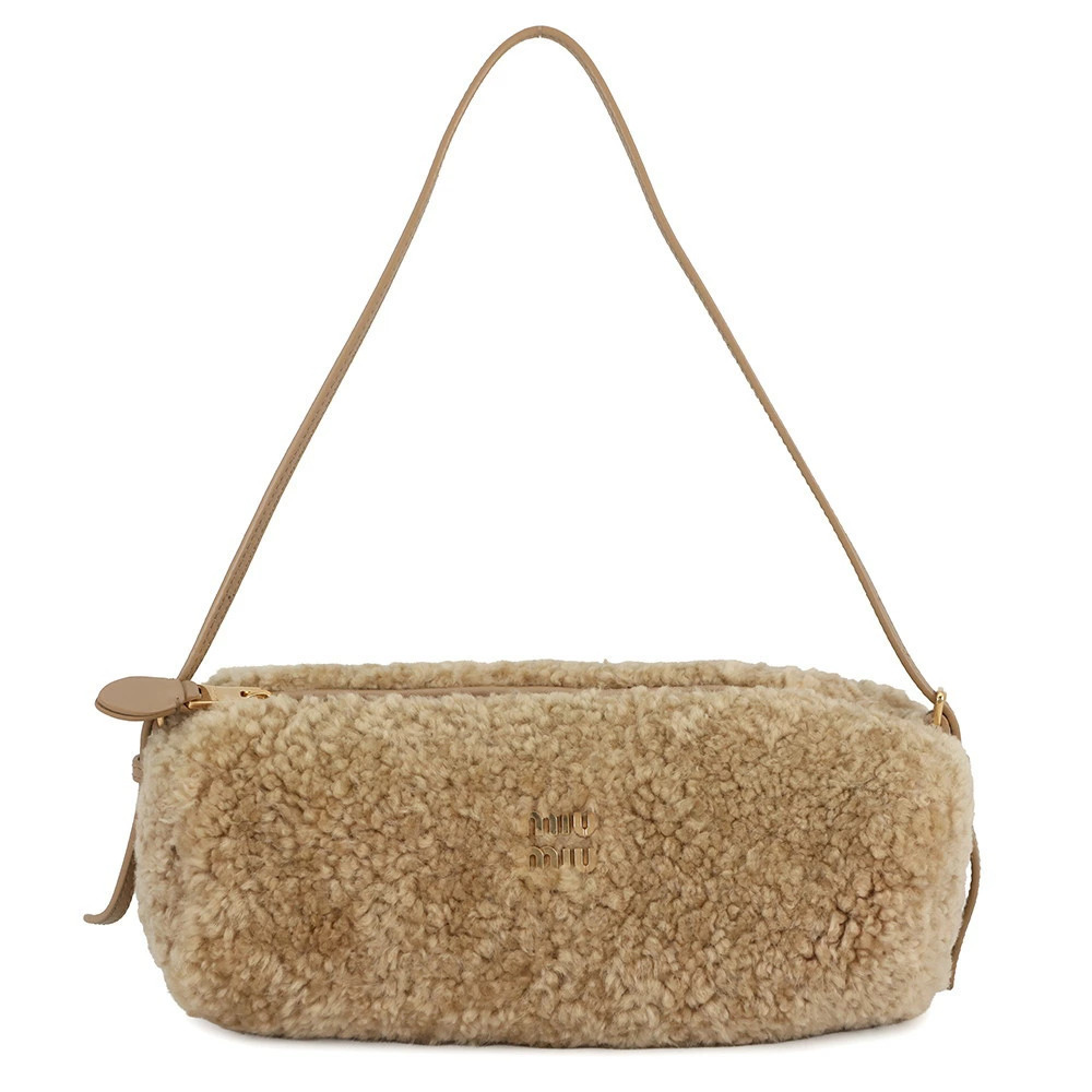 Miu Miu Handbag Shearling Clutch Leather Bag